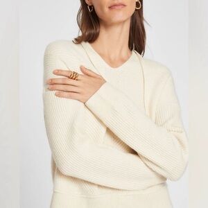 Club Monaco Cashmere Voluminous Hoodie Sz M in Ivory